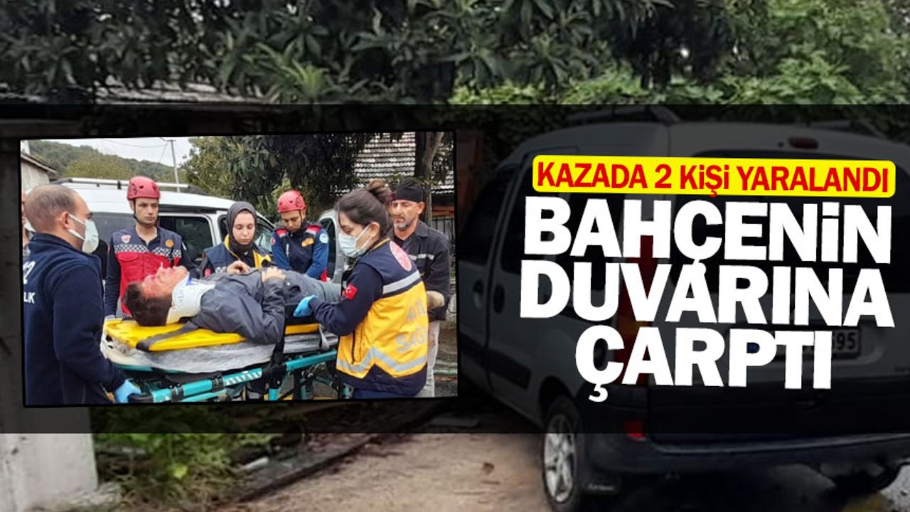 Sakarya'da hafif ticari araç bahçe duvarına çarptı, 2 kişi yaralandı