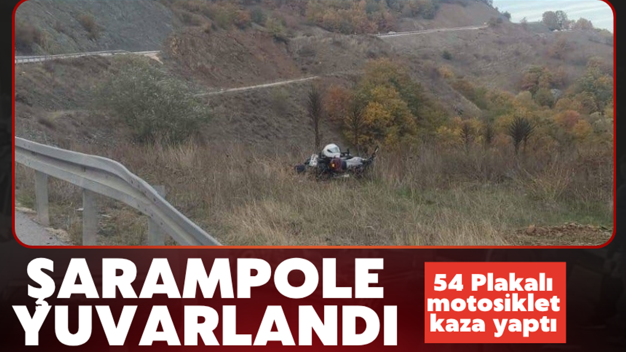 Motosiklet şarampole uçtu: Sürücü yaralandı