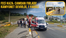 Feci kaza: Camdan fırladı! Kamyonet devrildi, 1 yaralı