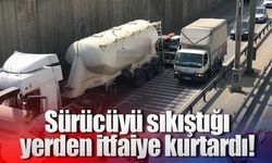 Sürücüyü sıkıştığı yerden itfaiye kurtardı!