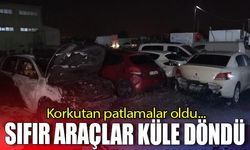 Sıfır araçlar kül oldu!