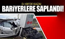 D-100’de otomobil bariyerlere girdi