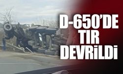 D-650’de tır şarampole devrildi