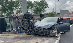 Gebze'de otomobille çarpışarak devrilen aracın sürücüsü hafif yaralandı