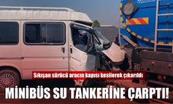 Minibüs su tankerine çarptı!
