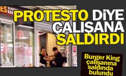 Protesto diye çalışana saldırdı!