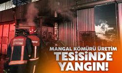 Mangal kömürü üretim tesisinde yangın