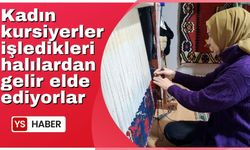 Kadın kursiyerler, Anadolu motifleriyle işledikleri Yağcıbedir halılarından gelir elde ediyor