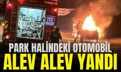 Park halindeki otomobil alev alev yandı