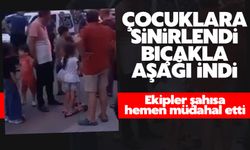 Top oynayan çocuklara bıçakla saldırdı