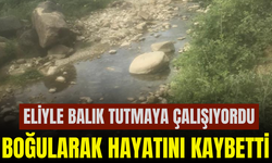 Eliyle balık tutmaya çalışırken...