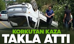 Kontrolü kaybedince takla attı!