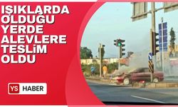 D-100'de otomobil alev aldı, yolu duman kapladı