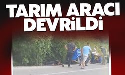 Tarım aracı takla attı
