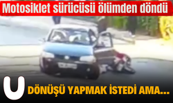 'U' dönüşü yapmak isteyen otomobile çarpmamak için manevra yaptı ama...