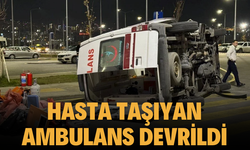 D-650’de hasta taşıyan ambulans devrildi!