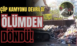 Çöp kamyonu devrildi: Araç içerisinde sıkışan sürücü yaralandı