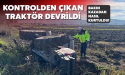 Tarla yolunda sürücüsünün kontrolünden çıkan traktör devrildi: 1 yaralı