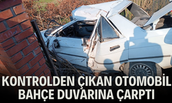 Kontrolden çıkarak bahçe duvarına çarptı