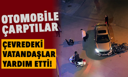 Otomobile çarpan motosikletteki 2 kişi yaralandı