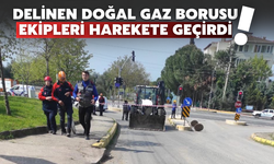 Delinen doğal gaz borusu ekipleri harekete geçirdi