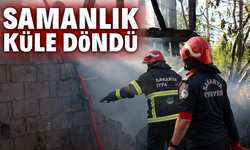 Alevlere teslim olan samanlık küle döndü