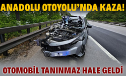 Anadolu Otoyolu’nda feci kaza! Araç tanınmaz hale geldi