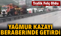 Yağmur Kazayı Beraberinde Getirdi: TEM'de TIR Yan Yattı, Trafik Felç Oldu