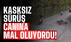 Kasksız Motosikletli Asfalta Çakıldı: O Anlar Kamerada