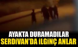 Serdivan’da İlginç Anlar: Ayakta Duramadılar, Biri Çimlere Balıklama Daldı