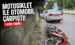 Otomobil ile Motosiklet Çarpıştı: 1 Ağır Yaralı