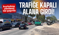 Trafiğe kapalı alana girince böyle çözüm buldu