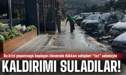 Su krizi yaşanırken hortumla kaldırım suladı!
