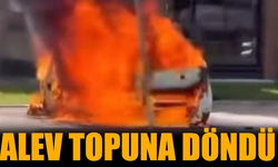Park halindeki otomobil alev topuna döndü
