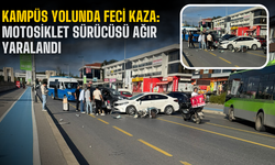 Kampüs yolunda feci kaza: Motosiklet sürücüsü ağır yaralandı