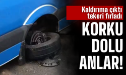Yolcu dolu dolmuş kaldırıma çıktı, tekeri fırladı!