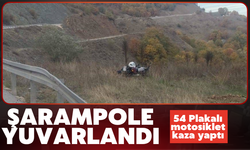 Motosiklet şarampole uçtu: Sürücü yaralandı