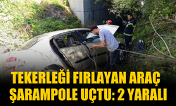 Tekerleği Fırlayan Araç Şarampole Uçtu: 2 Yaralı