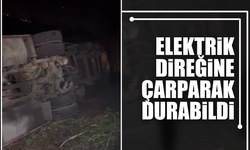 Kamyon elektrik direğine çarparak durabildi