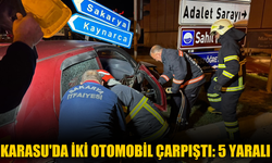 Karasu'da iki otomobil çarpıştı: 5 yaralı