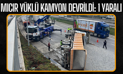 Mıcır yüklü kamyon devrildi: 1 yaralı