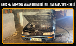 Park halindeyken yanan otomobil kullanılamaz hale geldi
