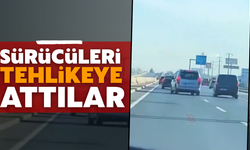 Makas atıp sürücüleri tehlikeye attılar!