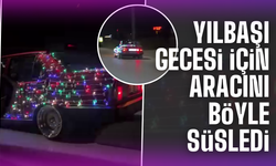 Yılbaşı için arabasını ledle süsledi