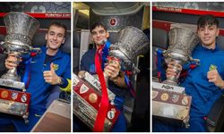 Barcelonalı futbolcular THY uçağında kupa sevinci yaşadı
