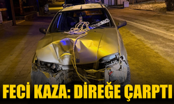 Direksiyon hakimiyetini kaybeden sürücü direğe çarptı