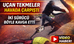 Uçan tekmeler havada çarpıştı: Bursa’da yol verme kavgası kamerada