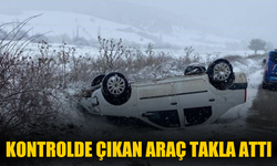 Kontrolde çıkan araç takla attı