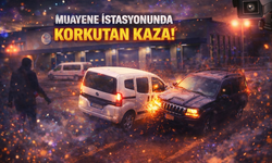 Muayene istasyonunda korkutan kaza!