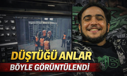 Tribünden düştüğü anlar böyle görüntülendi!